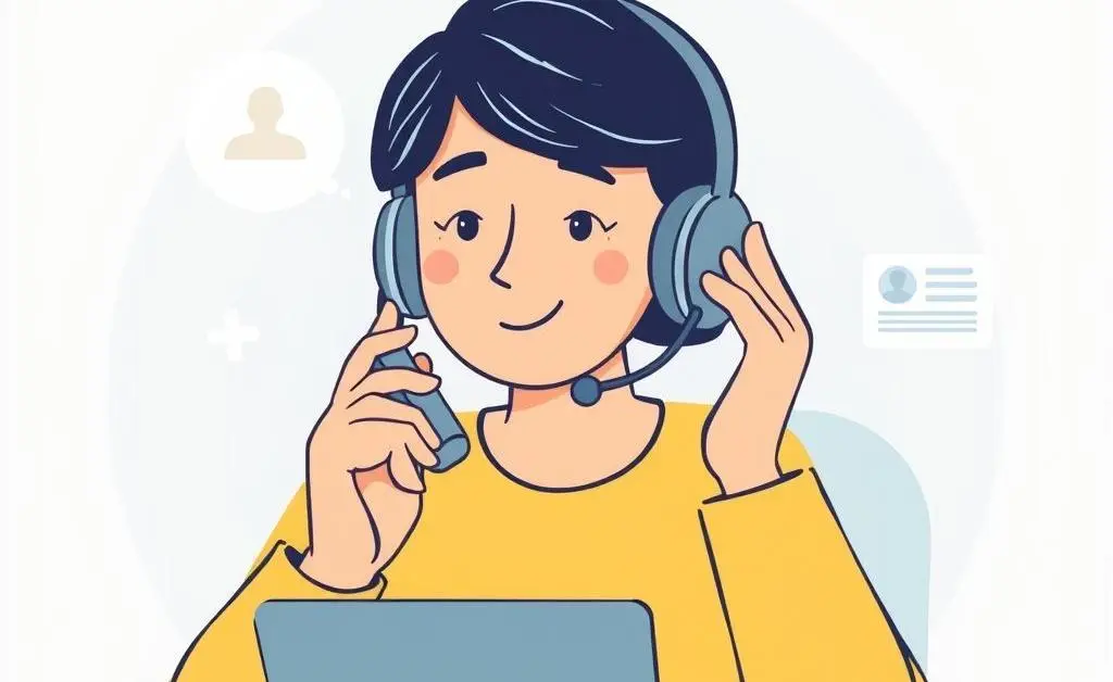 A smiling person on the phone, representing customer service support