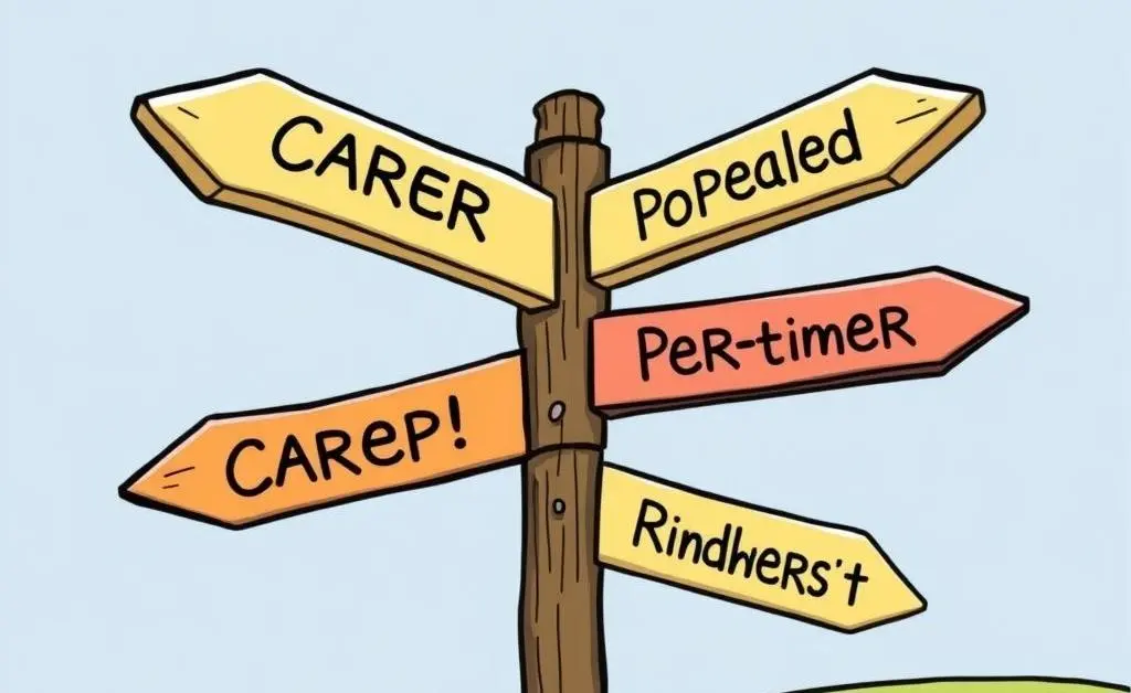 Road sign symbolizing career choices in a mortgage broker's life