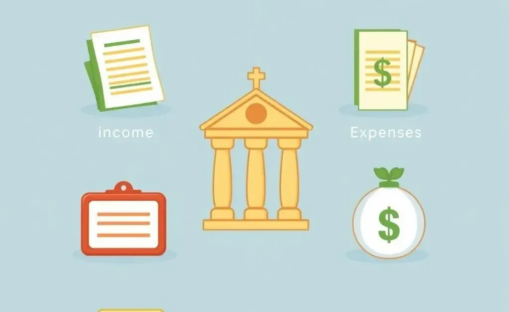 Icons representing everyday expenses like groceries, utilities, and entertainment