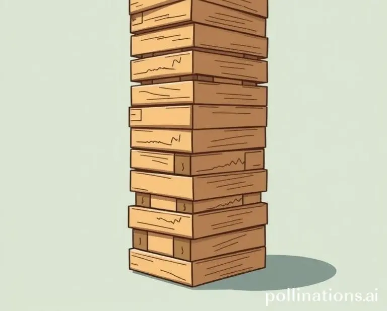 A Jenga tower symbolizing the uncertain stock market