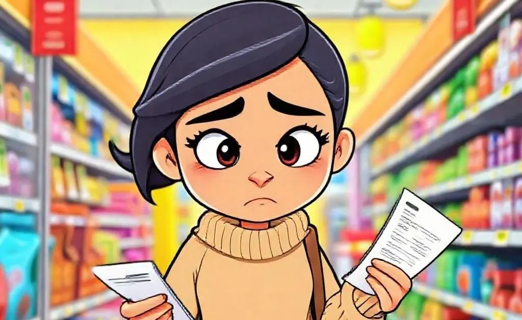 Concerned friend checking shopping receipts