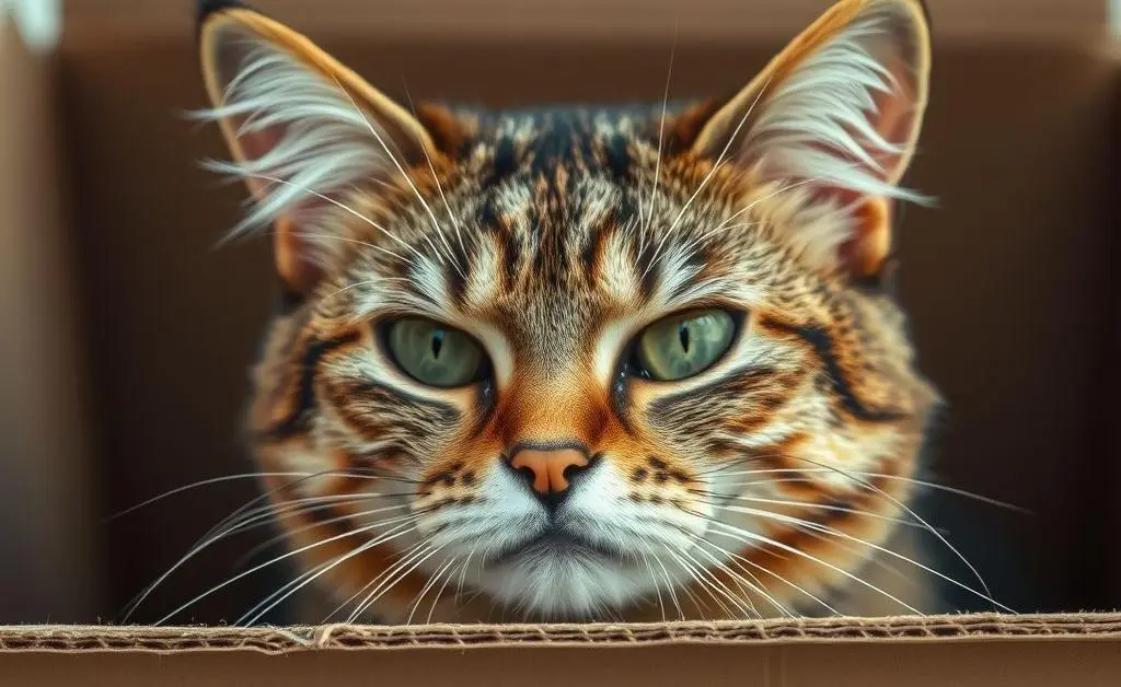 Woman glares at overstuffed postal box as cat watches