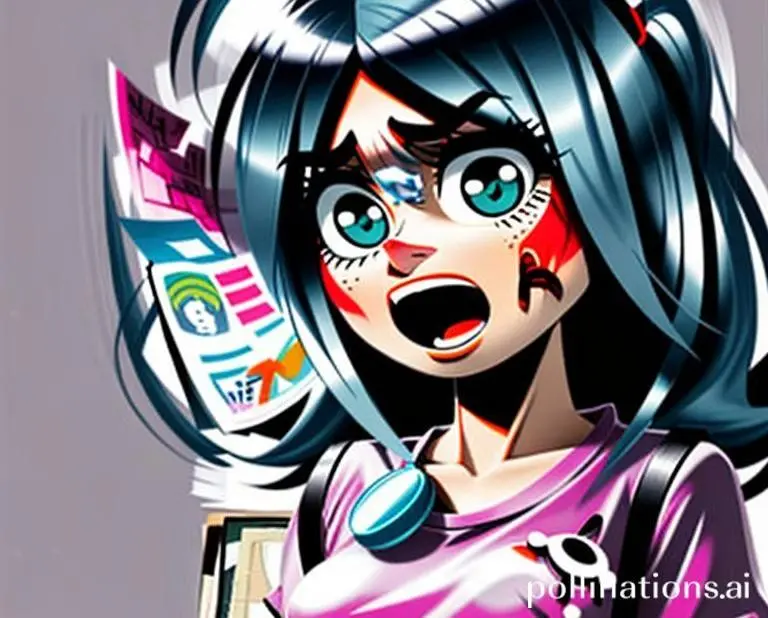 Cartoon of Mia looking horrified as she receives a notification about her dwindling bank balance