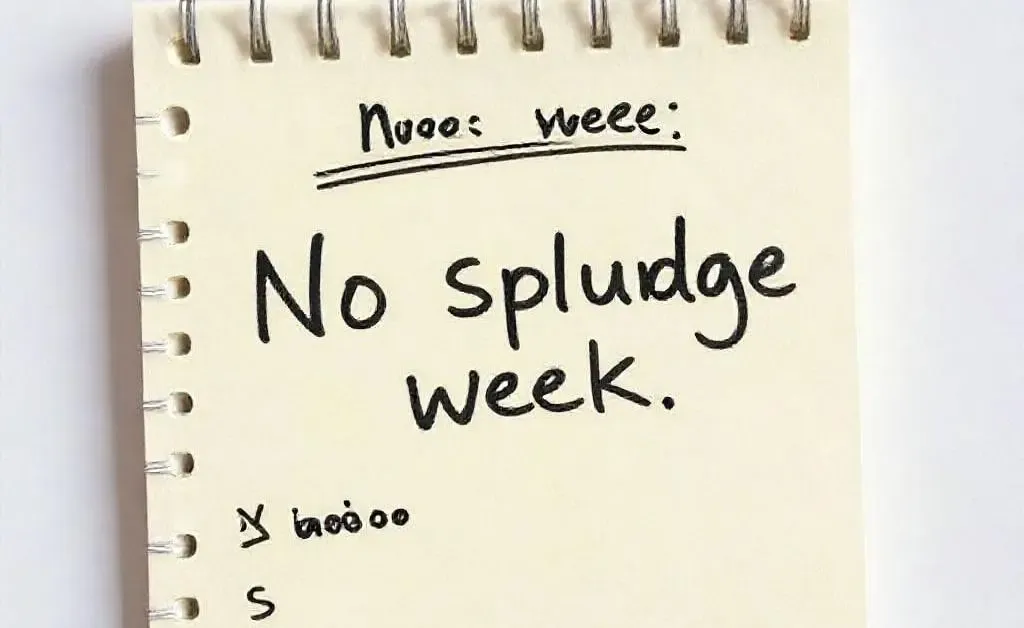 Both friends create a 'no splurge week' plan on a notepad, looking determined.