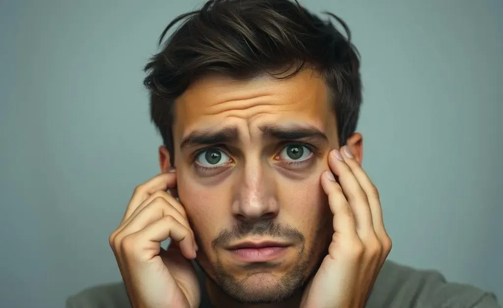 Person surrounded by bills and debts, looking confused and worried