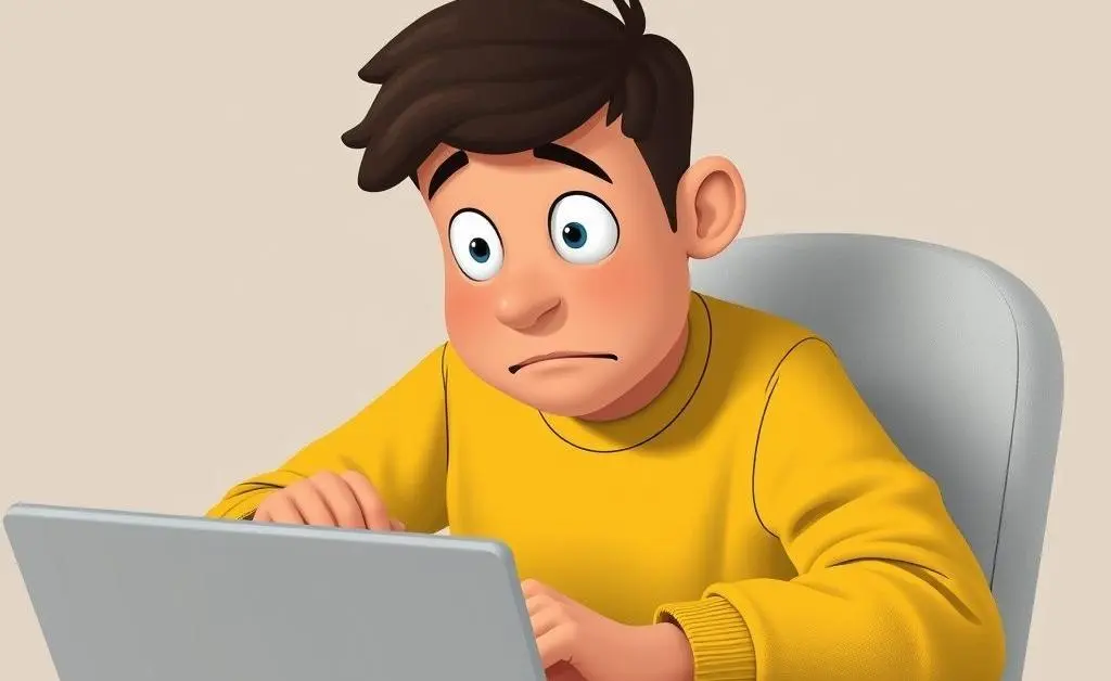Person checking credit score app, looking puzzled and alarmed