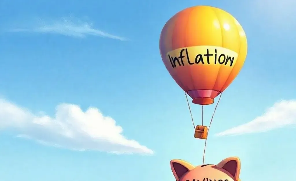 Illustration showing inflation outperforming savings