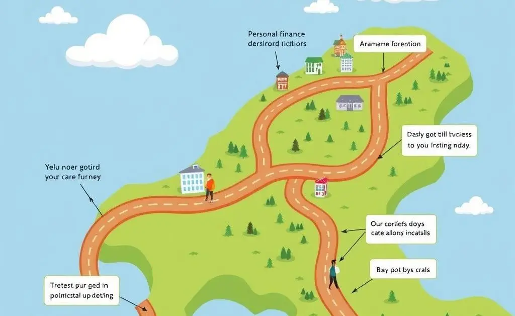 Cartoon-style road map with insurance options.
