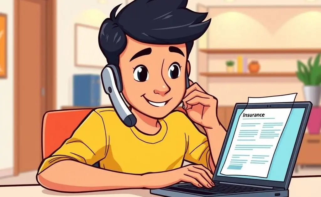 A person pondering insurance questions in front of a laptop.
