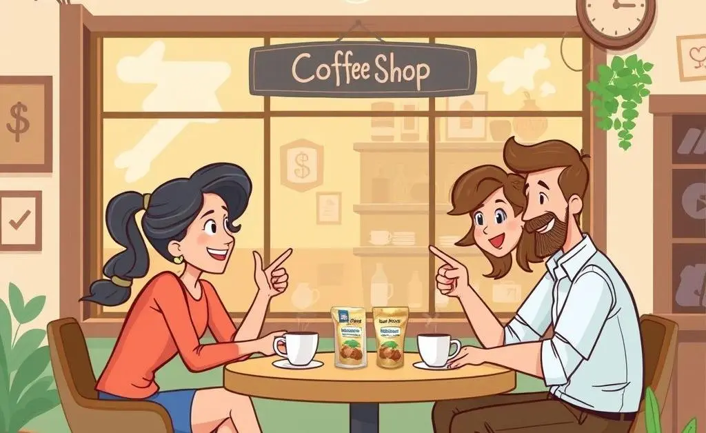 People debating over interest rate cuts in a coffee shop setting.