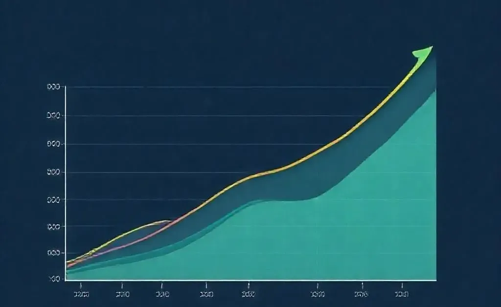 Graph-like illustration comparing growth curves of momentum investing and S&P 500.
