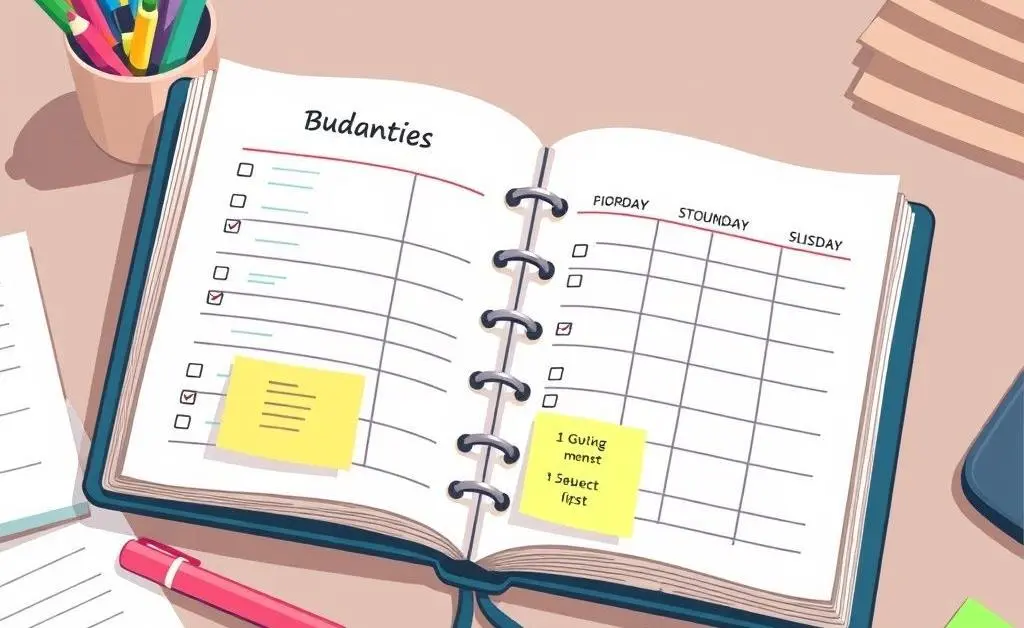 Illustration of a budget planner on a desk