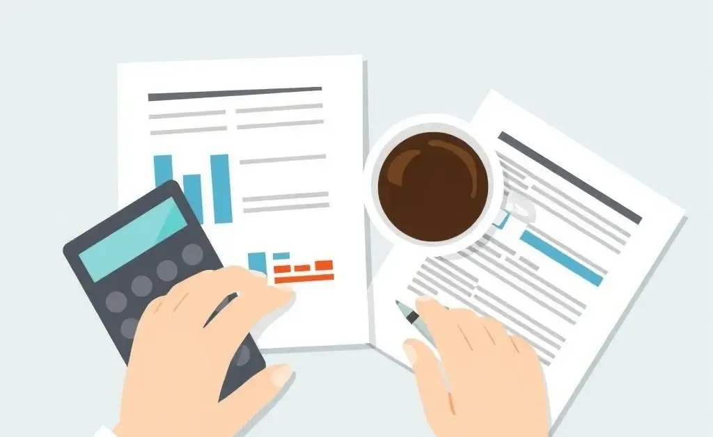 Calculator and notepad with mortgage charts