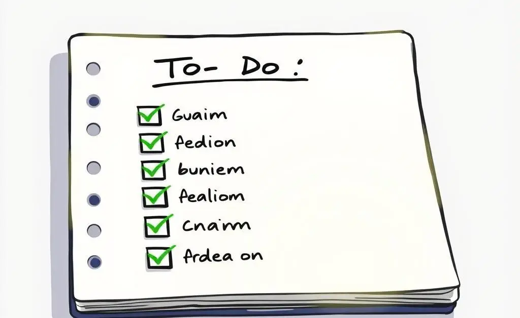 A visually organized to-do list with checkboxes marking completed tasks.