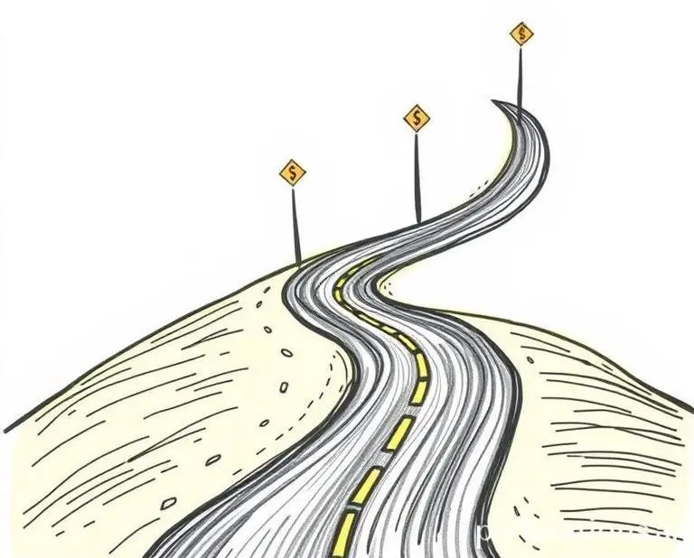 A winding road representing personal finance milestones