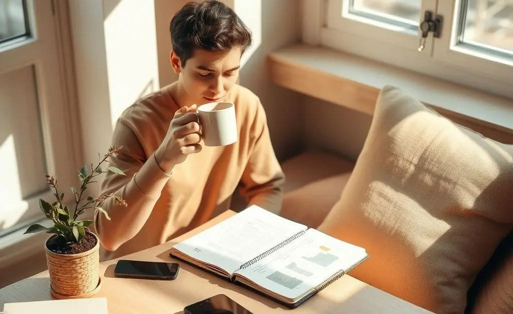 Person reviewing credit card statement