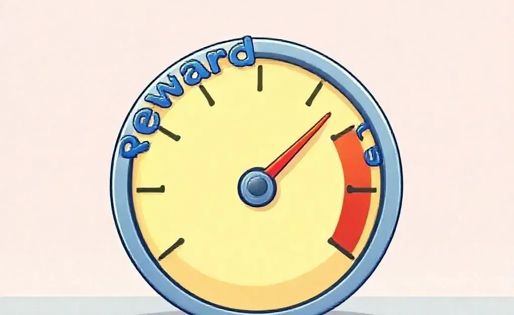 Cartoon meter showing high reward points