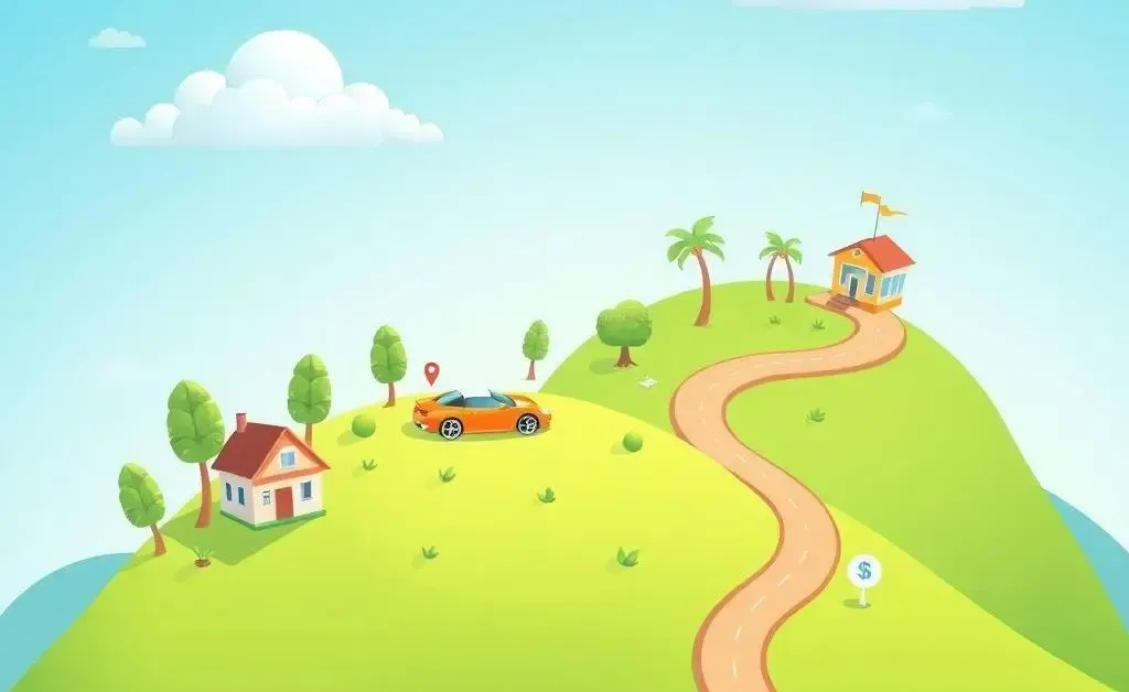Illustration of a savings journey road map.