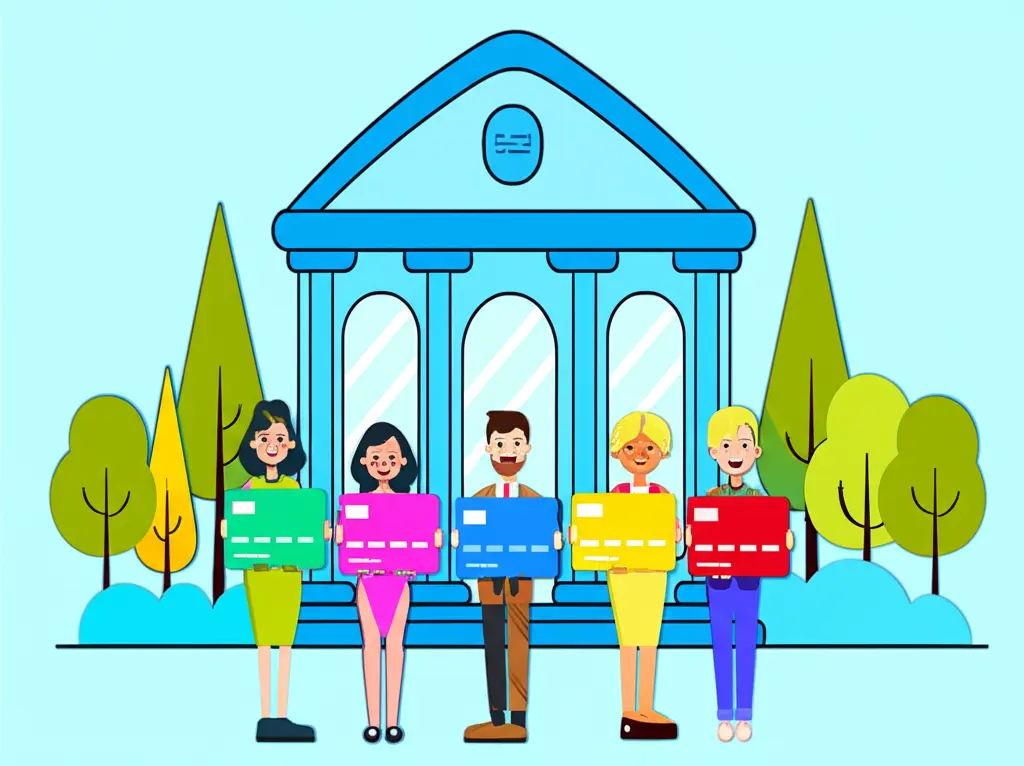 A friendly credit union building illustration