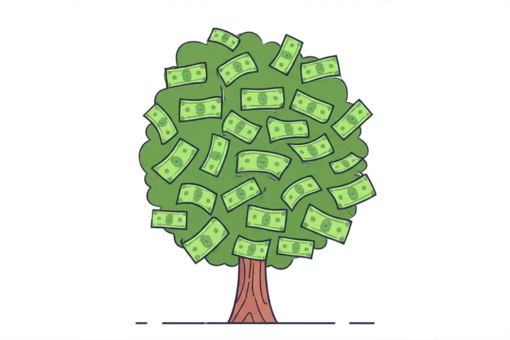 A tree with money as leaves, symbolizing financial growth