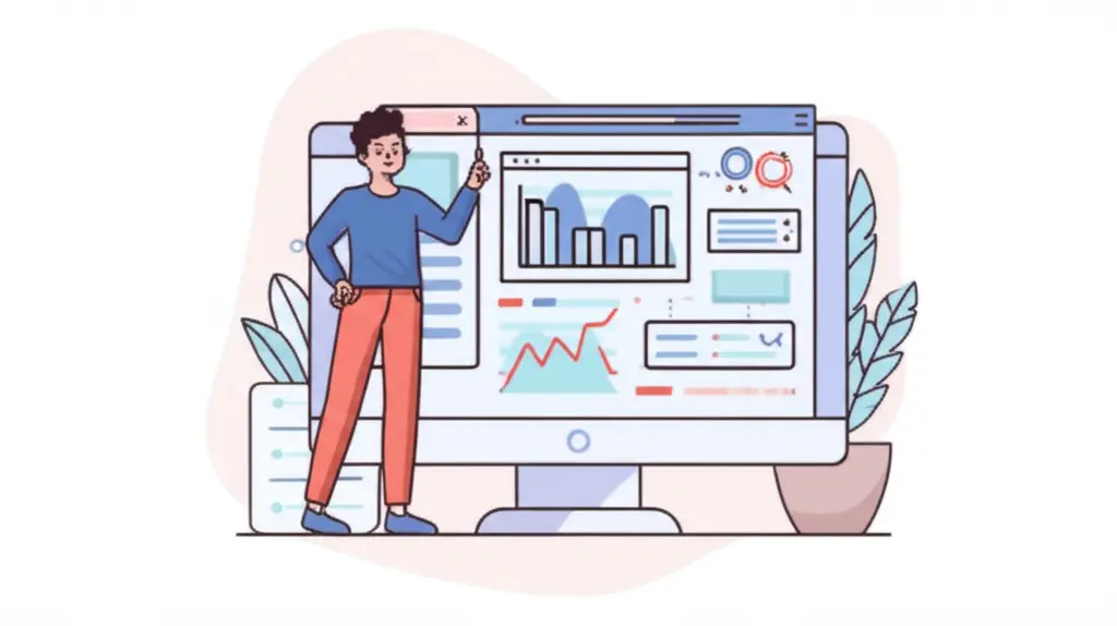 Illustration of a person using a financial dashboard