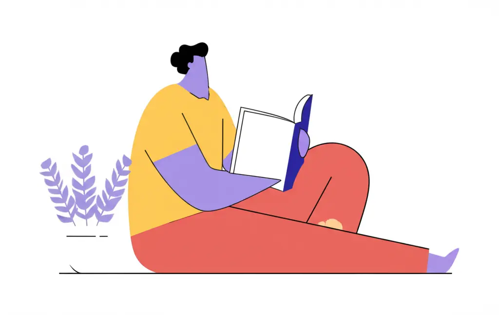 Person reading an investment book at home