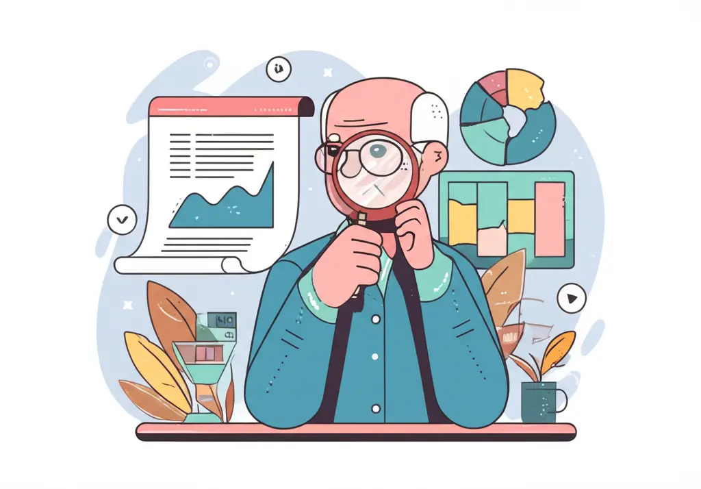 Thoughtful older person examining financial charts