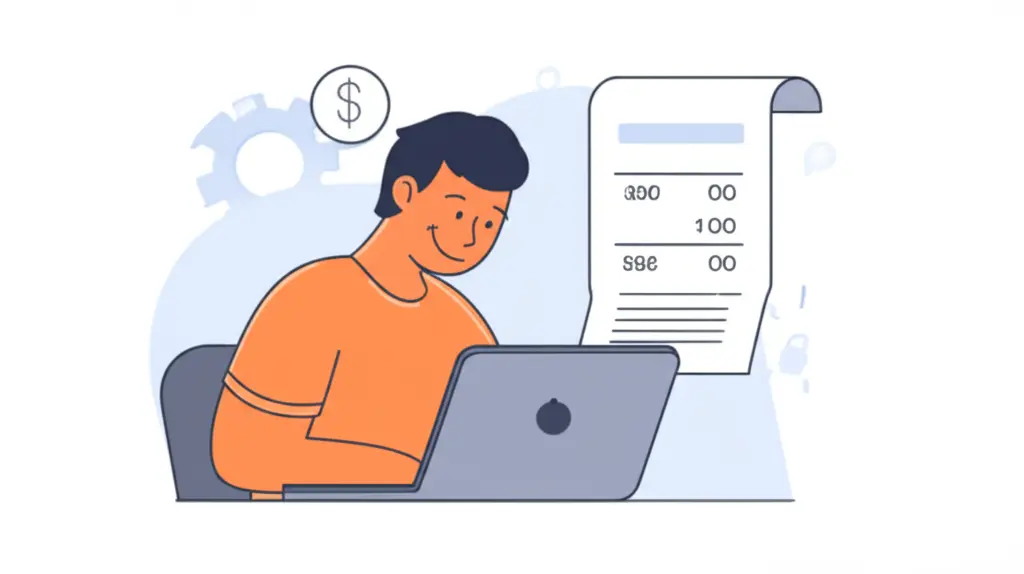 Cartoon person viewing extra money in bank statement
