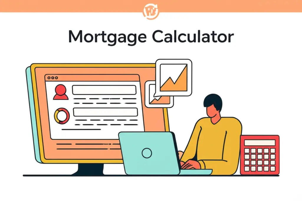 Illustration of a person using a mortgage calculator