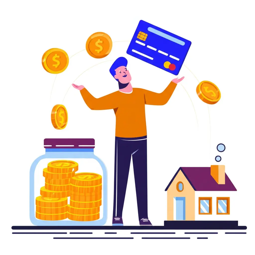 Person juggling financial assets to illustrate money management