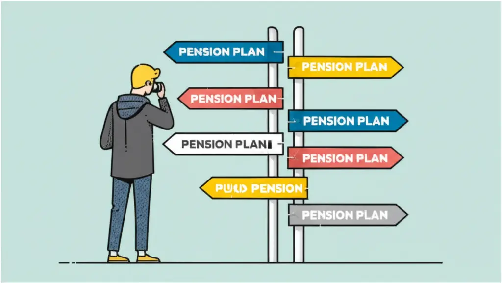 A person choosing between different financial roadmaps for pension plans