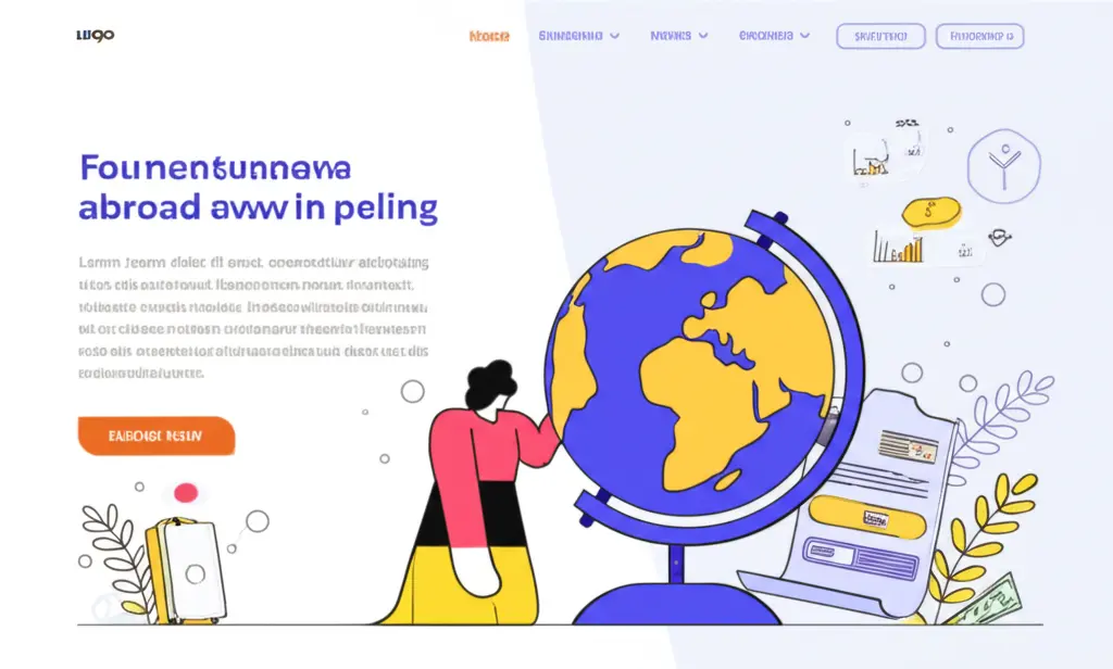 Person planning a move abroad with a globe and financial documents