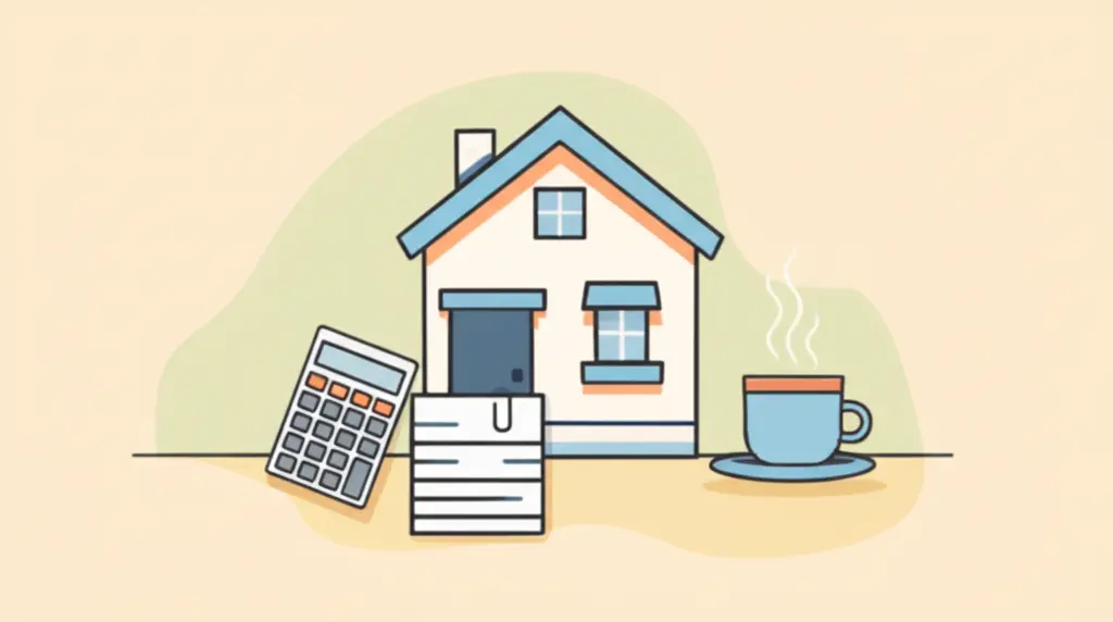 Cozy home with mortgage documents and a calculator on a table.