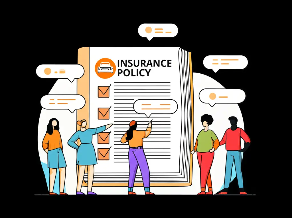 People exploring a car insurance policy booklet together
