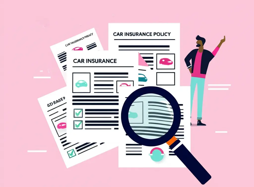 Person examining car insurance documents