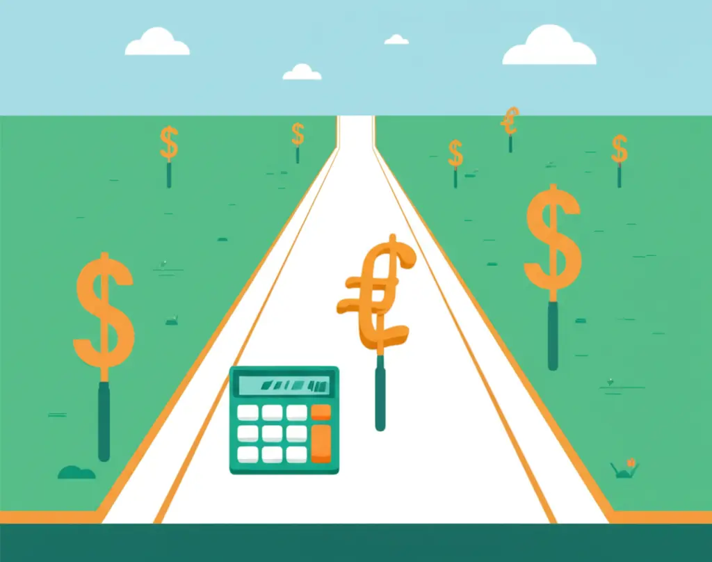 A serene path to financial freedom with money symbols.