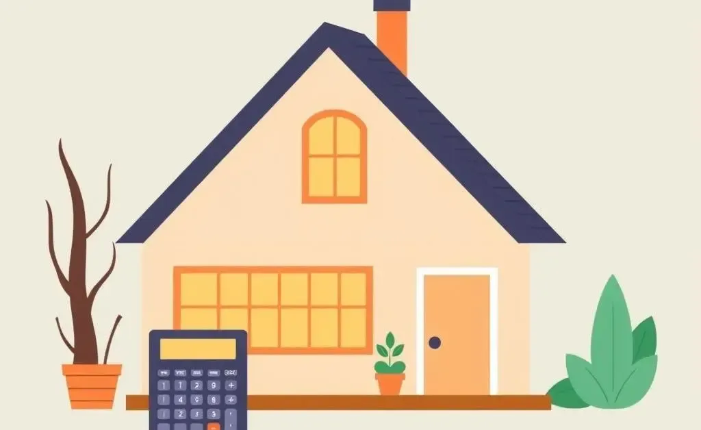 A cozy home with financial calculator indicating mortgage planning.