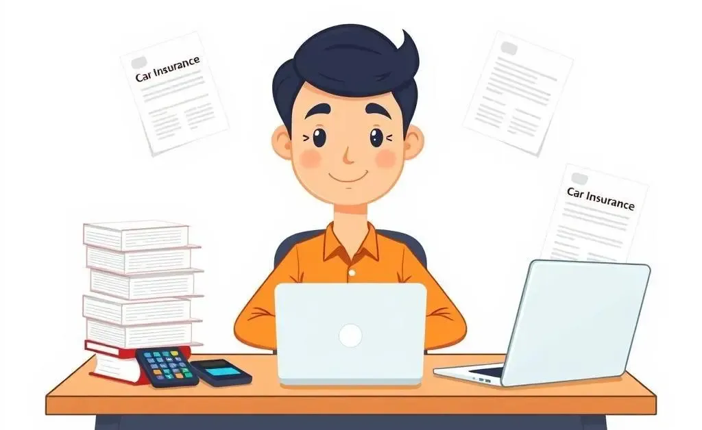 Person tackling car insurance documents with ease