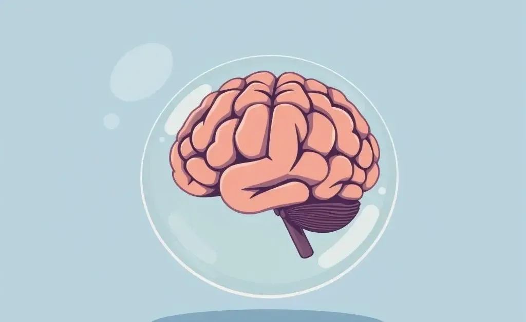 A bubble with a digital brain, symbolizing the AI bubble concept