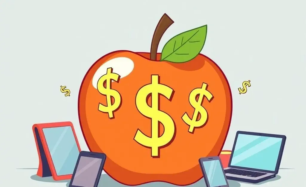Cartoon illustration of Apple's investment concept