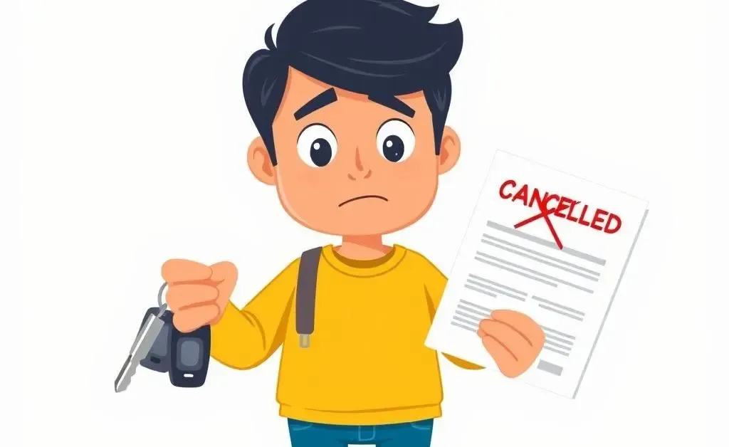 An illustration of a person dealing with an auto insurance cancellation.