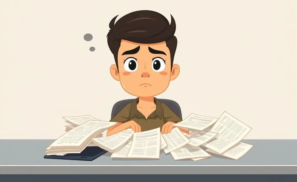 A person puzzled over auto insurance documents