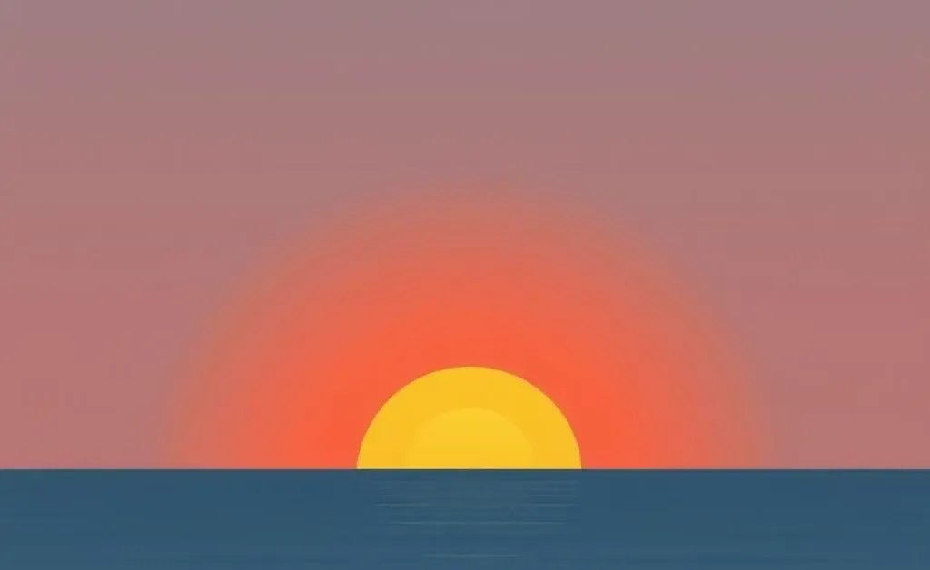 A serene sunset over a calm ocean, symbolizing balance and tranquility