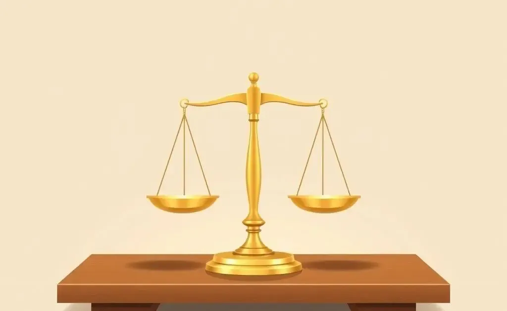 A balanced scale symbolizing financial stability on a wooden desk.