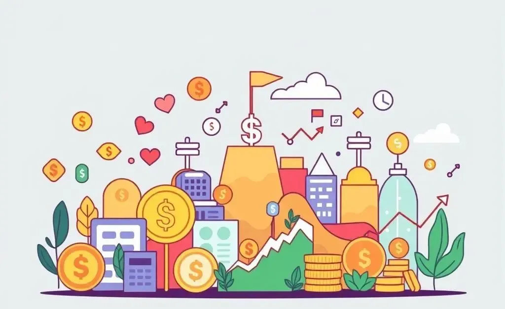 Illustration of a balanced investment portfolio with diverse financial elements