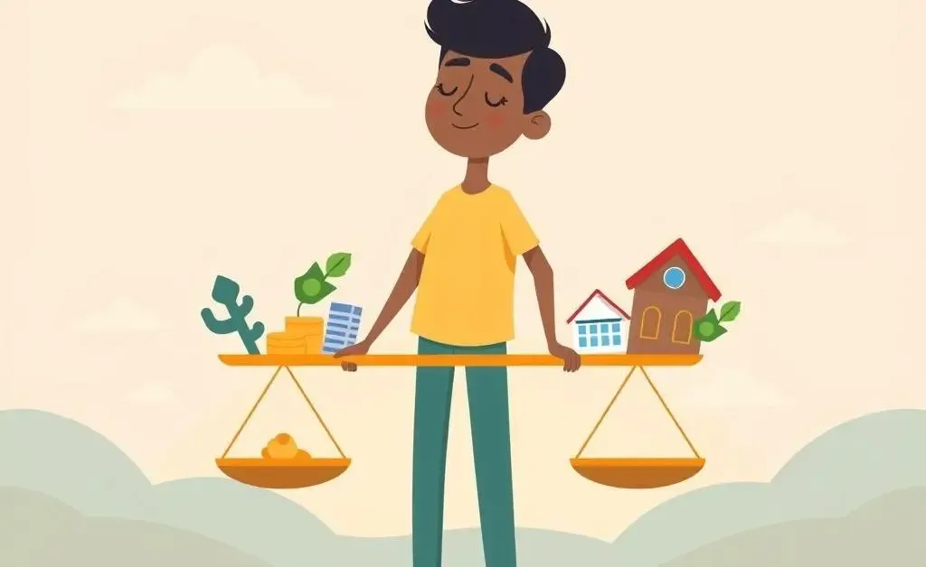 Person balancing plates that represent various investment assets