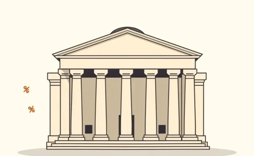 Bank of England with interest rate symbols