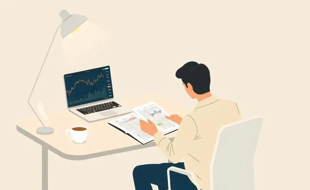 A person planning budget at a desk with financial tools