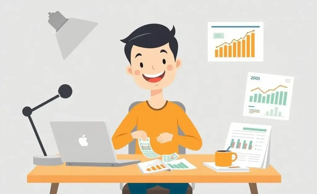 Person working on a budget planner at a desk