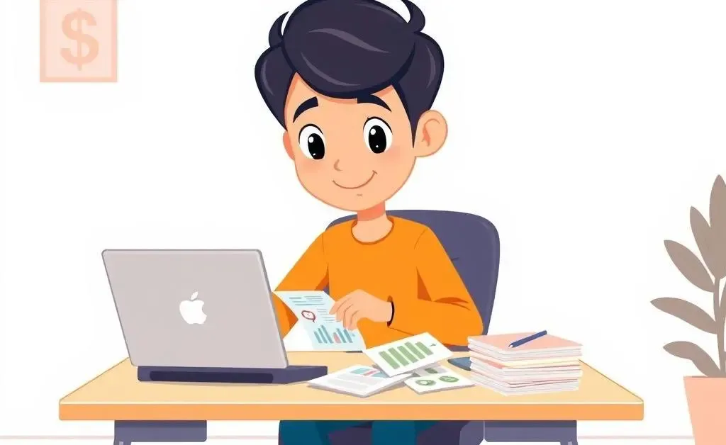 Person planning a budget at a desk with financial documents
